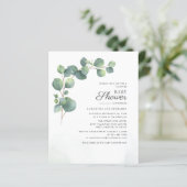 Budget Eucalyptus Greenery Kinderdusche Einladung (Stehend Vorderseite)