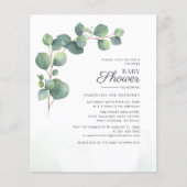 Budget Eucalyptus Greenery Kinderdusche Einladung (Vorderseite)