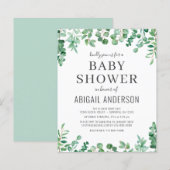 Budget Eucalyptus Greenery Kinderdusche Einladung (Vorne/Hinten)