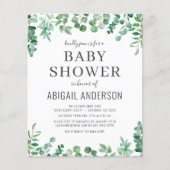 Budget Eucalyptus Greenery Kinderdusche Einladung (Vorderseite)