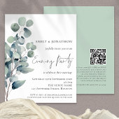 Budget Eucalyptus Leaves QR Wedding Evening Invite