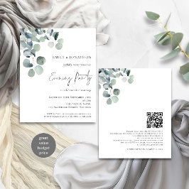 Budget Eucalyptus QR Wedding Abend Einladung