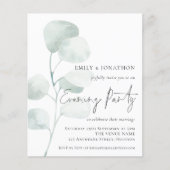Budget Eucalyptus QR Wedding Abend Party Einladung (Vorderseite)