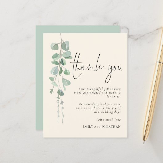 Budget Eucalyptus Sage Ivory Vielen Dank (Vorderseite/Rückseite Beispiel)