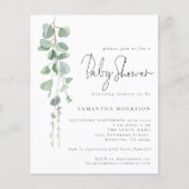 Budget Eucalyptus Script Kinderdusche Einladung (Vorderseite)