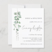 Budget Eucalyptus Wedding Abend Empfang Einladung (Vorderseite)