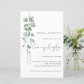 Budget Eucalyptus Wedding Abend Empfang Einladung (Stehend Vorderseite)