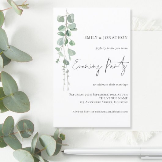 Budget Eucalyptus Wedding Abend Party Einladung