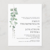 Budget Eucalyptus Wedding Abend Party Einladung (Vorderseite)