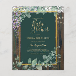 BUDGET Eucalyptus Wisteria BABY SHOWER Rustikale S Flyer