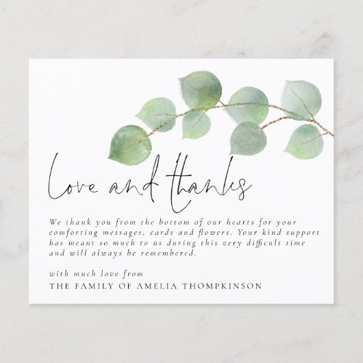 Budget Eukalyptus Beerdigung Beileid Liebe und Dan (Vorderseite)