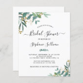 Budget Eukalyptus Blätter Bridal Dusche Einladung (Vorne/Hinten)