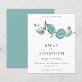 Budget Eukalyptus Branch Blue Save the Date (Vorne/Hinten)