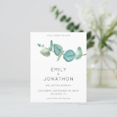 Budget Eukalyptus Branch Blue Save the Date (Stehend Vorderseite)