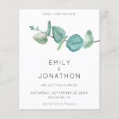 Budget Eukalyptus Branch Blue Save the Date (Vorderseite)