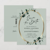 Budget Eukalyptus Calligraphy Sage Save the Date (Vorne/Hinten)