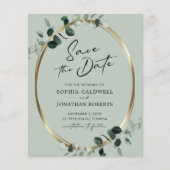 Budget Eukalyptus Calligraphy Sage Save the Date (Vorderseite)