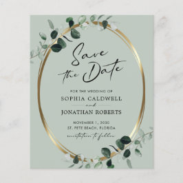 Budget Eukalyptus Calligraphy Sage Save the Date