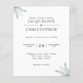 Budget Eukalyptus Calligraphy Wedding Einladung Flyer (Vorne)