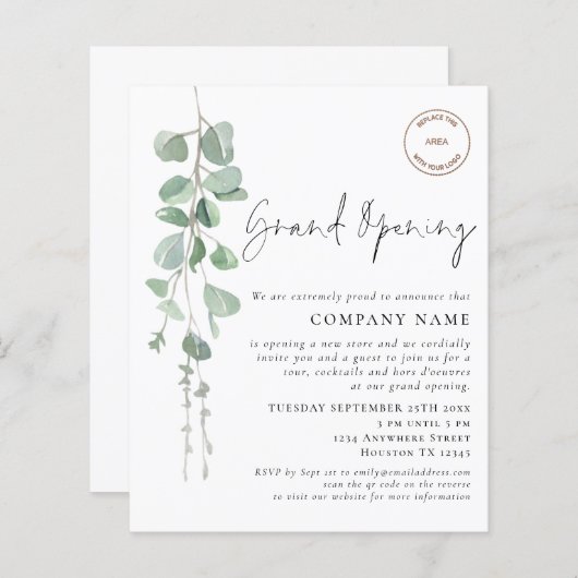 Budget Eukalyptus Company Logo QR Grand Opening (Vorne/Hinten)