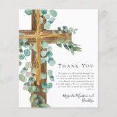 Budget Eukalyptus Cross Taufe Danke Karte (Vorderseite)
