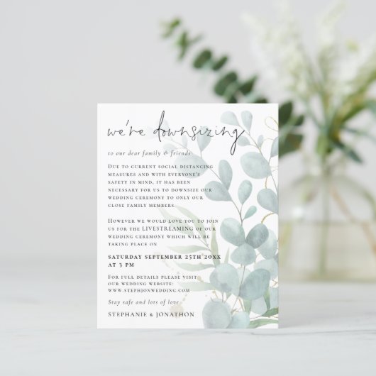 Budget Eukalyptus Downsizing Livestream Wedding (Stehend Vorderseite)