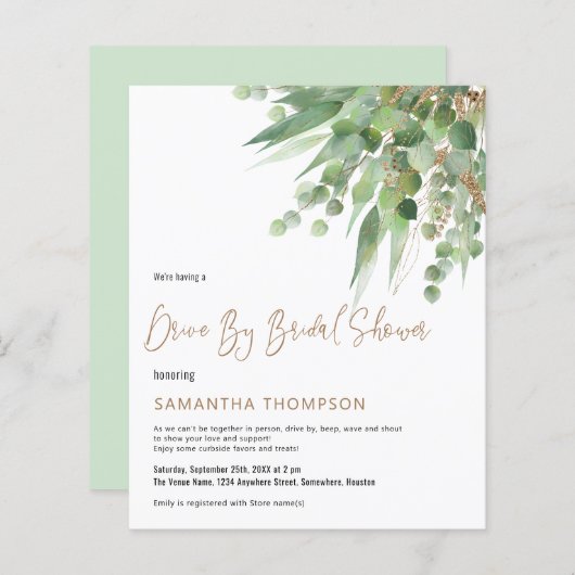 Budget Eukalyptus Drive nach Brautparty Einladung (Vorne/Hinten)