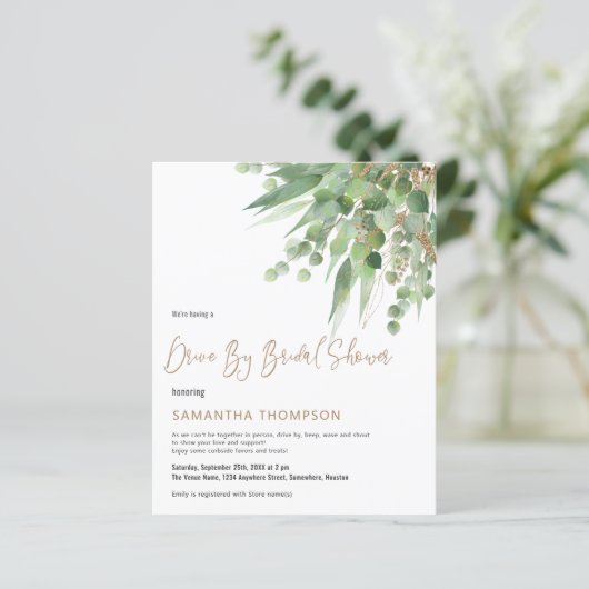 Budget Eukalyptus Drive nach Brautparty Einladung (Stehend Vorderseite)