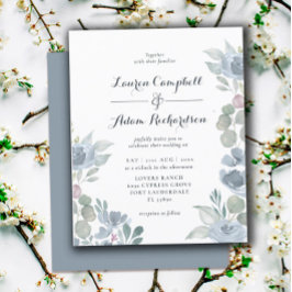 Budget Eukalyptus Dusty Blue Wedding Einladung