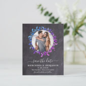 Budget Eukalyptus Foliage Foto Save the Date Karte (Stehend Vorderseite)