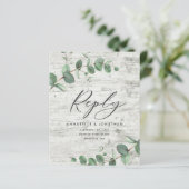 Budget Eukalyptus foliage White wood Hochzeit RSVP (Stehend Vorderseite)