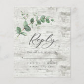 Budget Eukalyptus foliage White wood Hochzeit RSVP Flyer (Hinten)