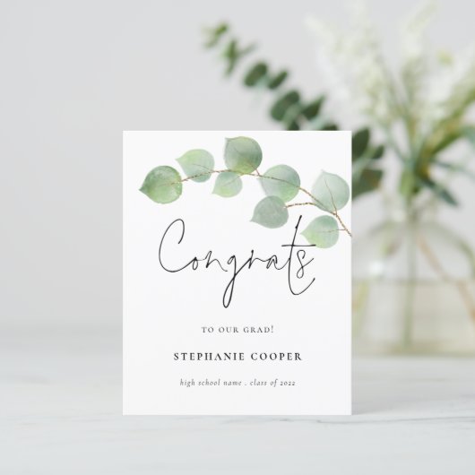 Budget Eukalyptus Foto 2023 Glückwunsch Abschluss (Stehend Vorderseite)