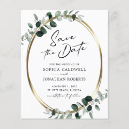 Budget Eukalyptus Gold Calligraphy Save the Date