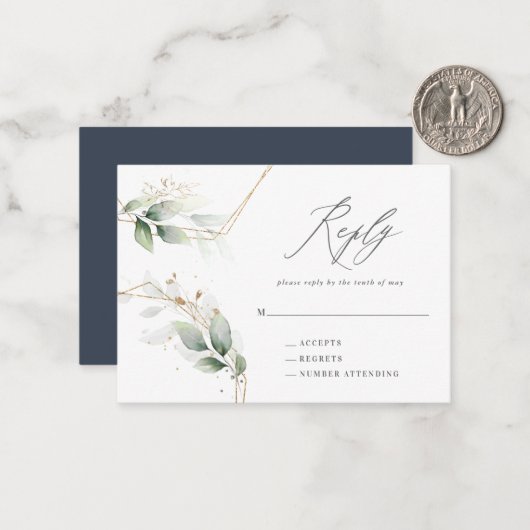 Budget Eukalyptus gold Hochzeitserklärung UAWG Mitteilungskarte (Vorderseite/Rückseite Beispiel)