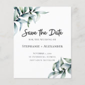 Budget Eukalyptus Greenerity Wedding Save the Date (Vorderseite)
