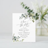 Budget Eukalyptus Greenerity Wedding Save the Date (Stehend Vorderseite)