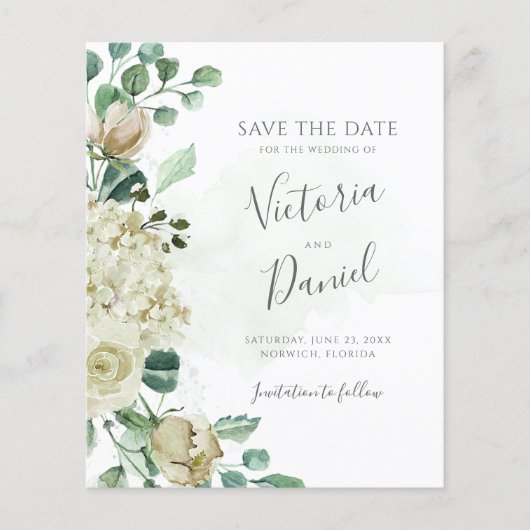 Budget Eukalyptus Greenerity Wedding Save the Date (Vorderseite)