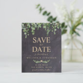Budget Eukalyptus Greenerity Wedding Save the Date (Stehend Vorderseite)
