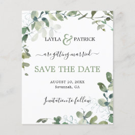 Budget Eukalyptus Greenerity Wedding Save the Date Flyer