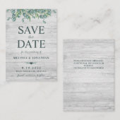 Budget Eukalyptus Greenerity Wedding Save the Date Mitteilungskarte (Vorne/Hinten)