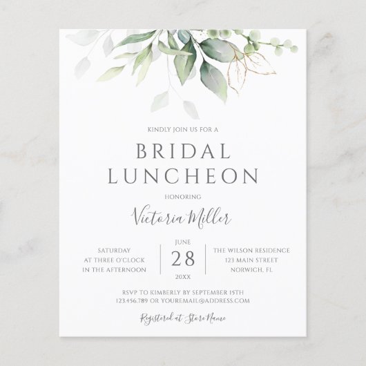 Budget Eukalyptus Greenery Bridal Luncheon (Vorderseite)