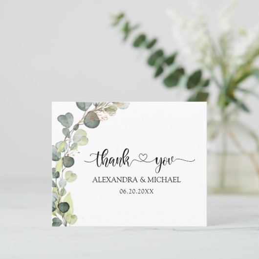 Budget Eukalyptus Greenery Elegant Vielen Dank (Stehend Vorderseite)