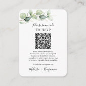 Budget Eukalyptus Greenery QR Code Wedding RSVP Begleitkarte (Vorderseite)