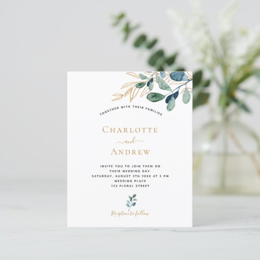 Budget Eukalyptus Grüne Einladung (Stehend Vorderseite)