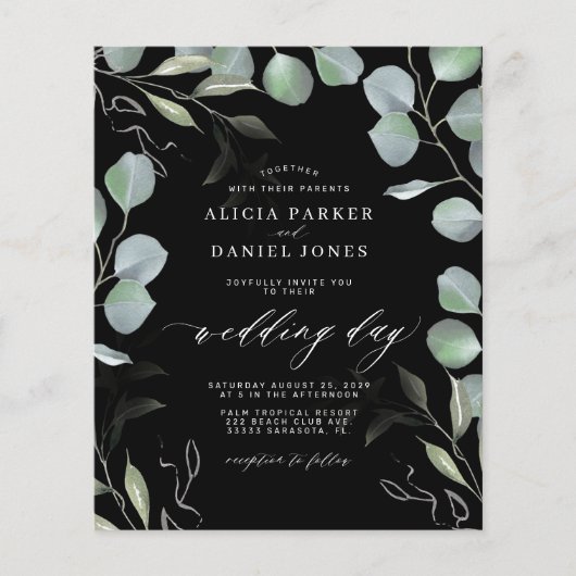 Budget Eukalyptus Grüne Einladung (Vorderseite)