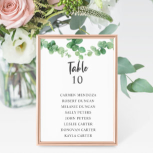 Budget-Eukalyptus-Hochzeit Sitzordnung Tischkarte