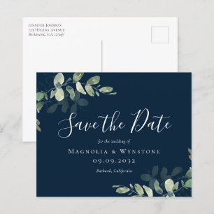 BUDGET Eukalyptus-Hochzeitspostkarte zum Speichern