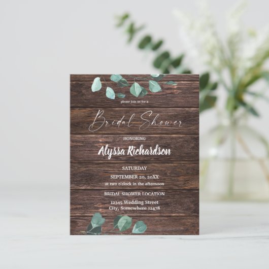 Budget Eukalyptus & Holz Grünpflanzen Brautparty (Stehend Vorderseite)