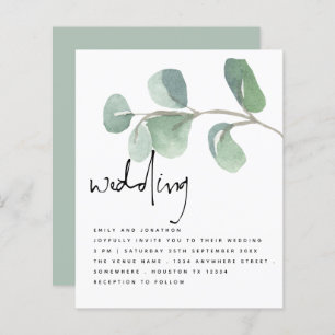 BUDGET Eukalyptus Informal Script Wedite Einladung